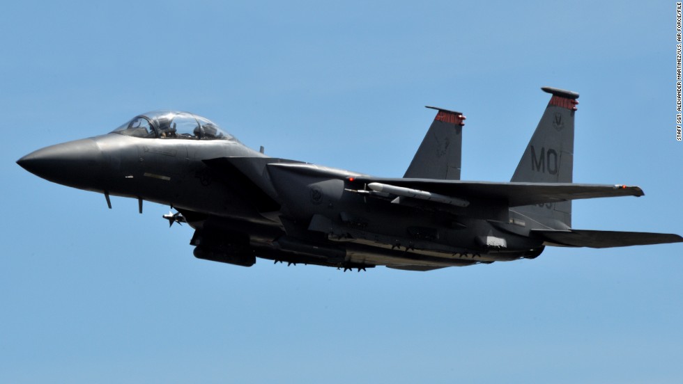 a f-15e strike eagle from the 391st fighter squadron takes off