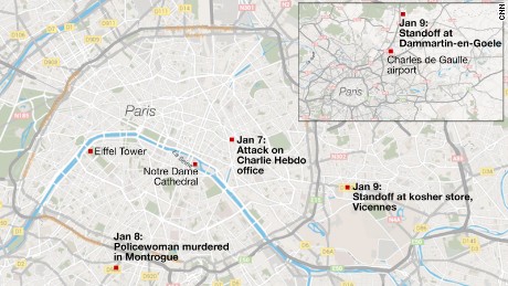 See where Paris standoffs are happening - CNN Video