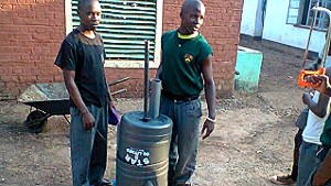 During the test phase, the students used two tanks - one turned upside down and placed in the other. When the bacteria reacted with the oxygen and waste, gas was created. The top part raised up proving the presence of biogases.