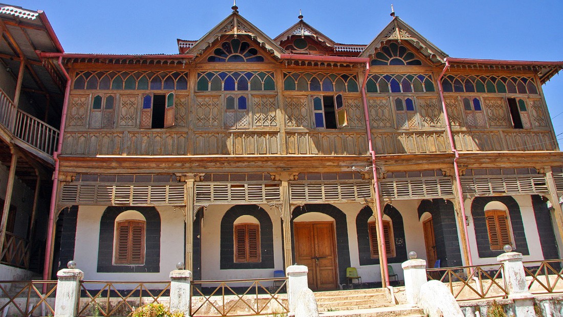 In the eastern city of Harar, this building is known as Arthur Rimbaud&#39;s house after the famous French poet who visited the area. It was actually built by an Indian merchant on the site of an earlier house where Rimbaud is said to have lived.