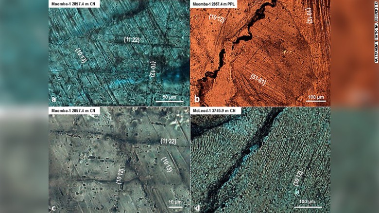 Imaging taken from rock along the border of South Australia and the Northern Territory shows evidence of a massive impact.