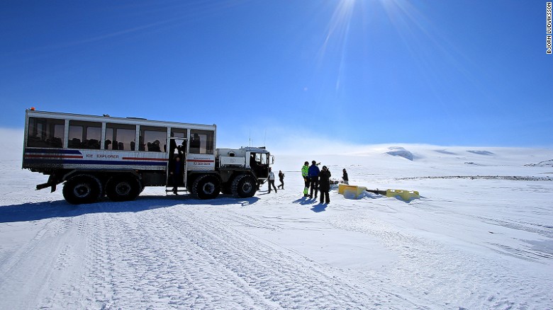 Ice road trucking: A former cruise missile launcher is used to reach the cave.