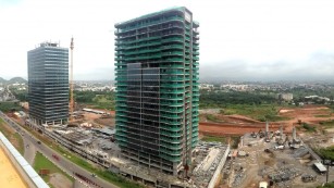 The two towers nearing completion.