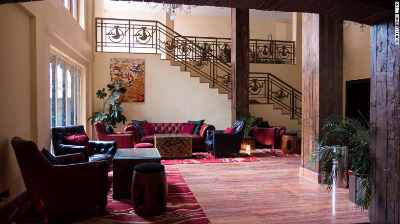 Druk Hotel houses a European bar with vintage Bhutanese wood.