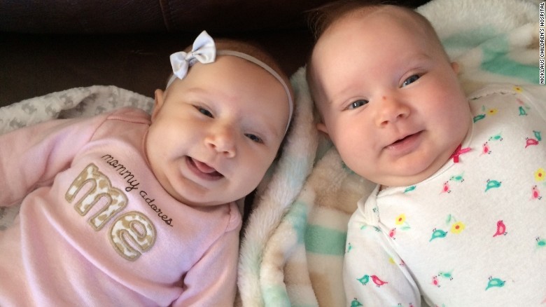 Teegan, left, and Riley Lexcen were born in August. 