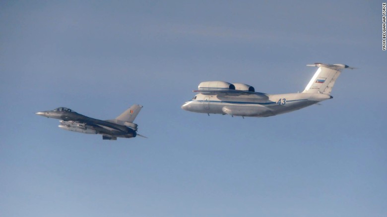 A Russian An-72 with a Belgian F-16.