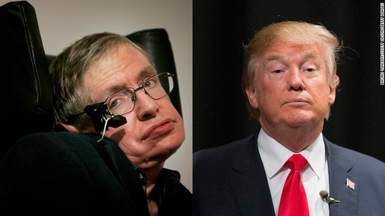 Theoretical physicist Stephen Hawking says he can't explain Donald Trump's political rise.