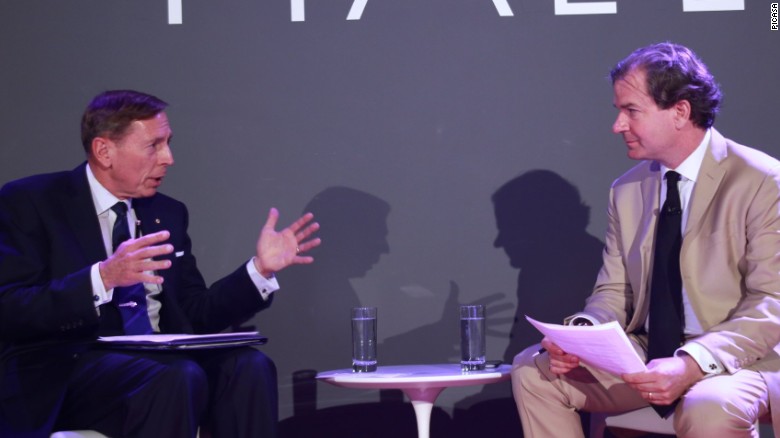 David Petraeus gave his views on national security issues in a conversation with Peter Bergen June 20 in New York City.