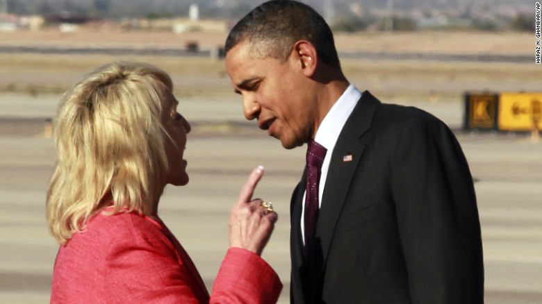 Then-Arizona Gov. Jan Brewer confronts President Obama in 2012 at a Phoenix airport -- one of several incidents that led to talk that he was being treated with less respect than his predecessors because of race. Brewer, a Republican, said Obama chided her for a book she had written; the president&#39;s defenders said her finger-wagging evoked the Jim Crow era, when whites addressed black men like they were boys.