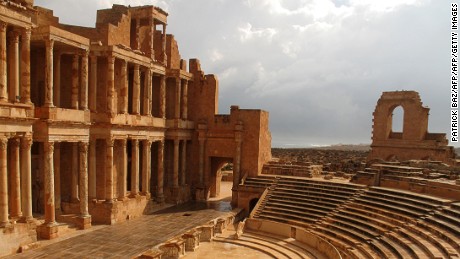 A picture shows the ancient Roman theatre of Sabratha, 90 kms west of the Libyan capital Tripoli, September 29, 2011.  AFP PHOTO/PATRICK BAZ (Photo credit should read PATRICK BAZ/AFP/Getty Images)