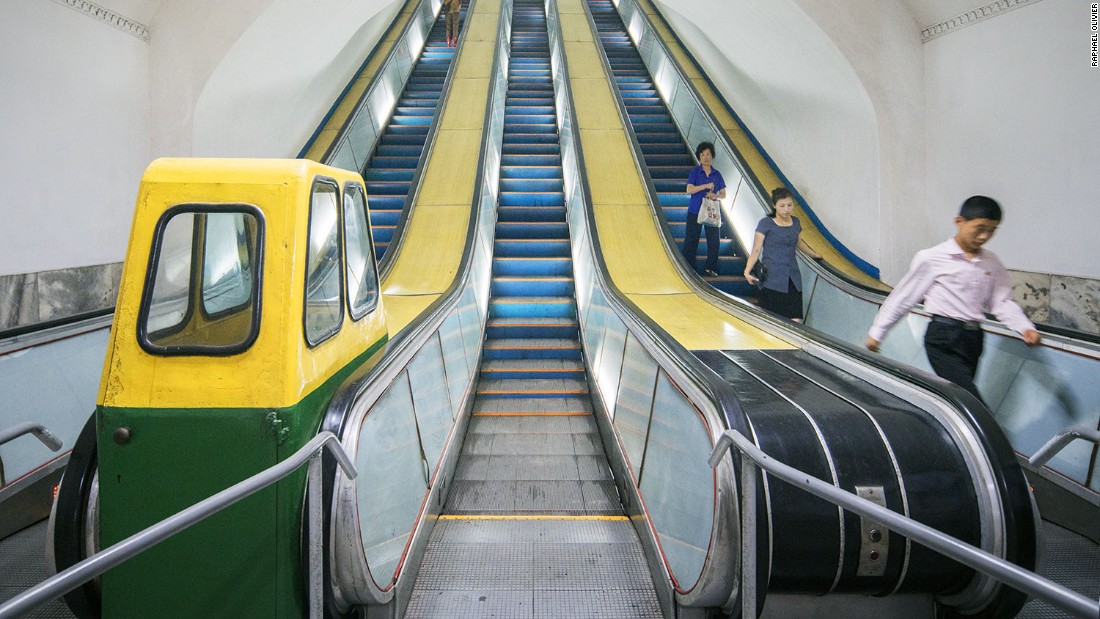 Pyongyang metro, one of the deepest in the world, is accessed by very long and steep escalators. It is also used as a bomb shelter due to its depth.