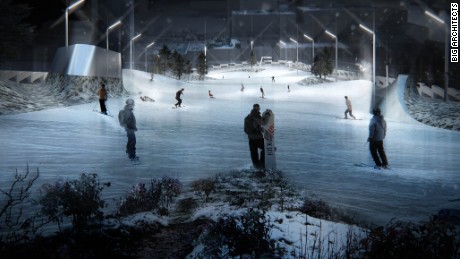 Planned for Copenhagen, BIG architects&#39; Amager Bakke Waste-to-Energy Plant will be home to a ski slope that starts on the roof and winds down to the ground.