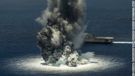 Navy warship tested against 10,000-pound explosive