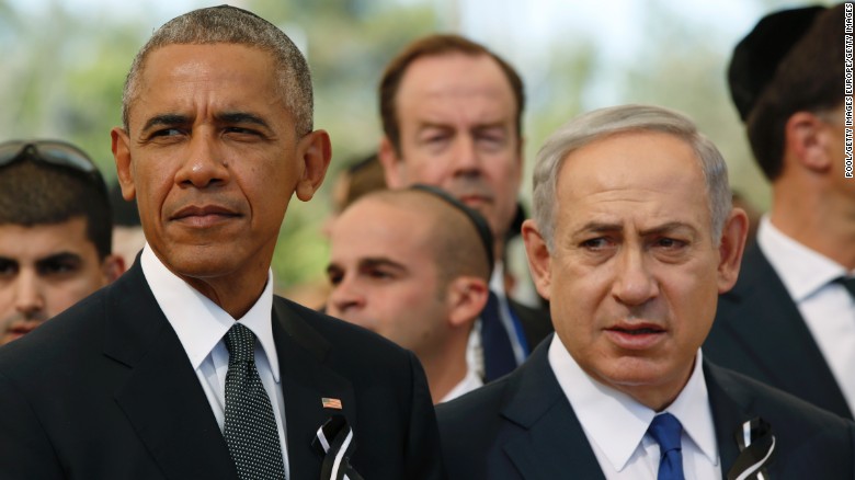 President Obama sat next to Israeli Prime Minister Benjamin Netanyahu during the ceremony.