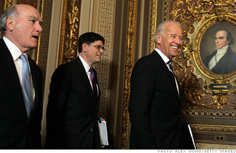 Chief of Staff William Daley, budget director Jacob Lew and Vice President Joe Biden on Capitol Hill.