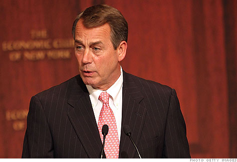 House Speaker John Boehner wants big spending cuts in exchange for support to raise the debt ceiling.