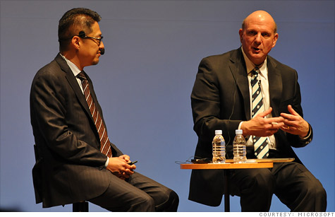 Steve Ballmer (right) spoke with Microsoft Developer Lead Akihiro Oba in Tokyo about Windows 8 this week.