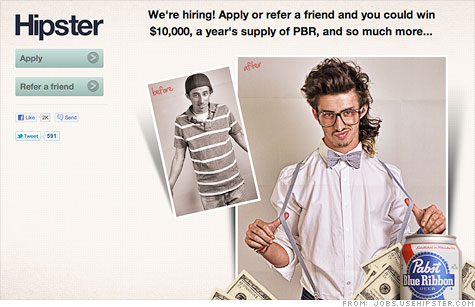 Hipster baits job applicants with $10,000 and free beer