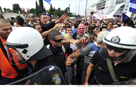 Austerity measures to combat Greek debt crisis trigger protests