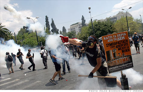 Protests have gotten violent in Athens, as the Greek Parliament gets ready to vote on a new wave of austerity measures.