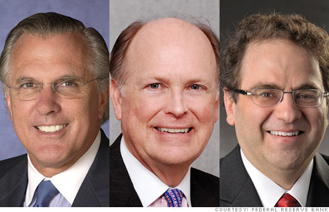 Regional Fed presidents, Richard Fisher of Dallas, Charles Plosser of Philadelphia, and Narayana Kocherlakota of Minneapolis