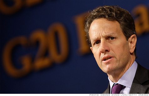 U.S. Treasury Secretary Tim Geithner and the rest of the G20 finance ministers pledged support for a European bank rescue plan.