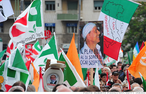 Thousands took to the streets in Rome to protest Prime Minister Silvio Berlusconi's reforms.