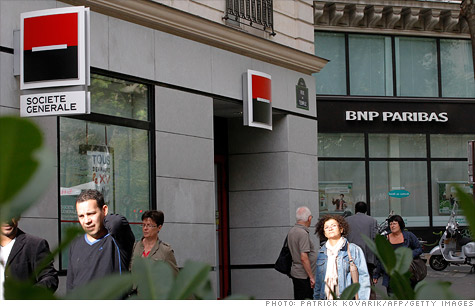 Societe General and BNP Paribas are two of the big banks downgraded Thursday by the ratings firm Fitch.