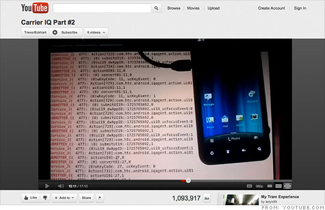 Developer Travis Eckhart's YouTube video exposed Carrier IQ's detailed smartphone data logging capabilities.