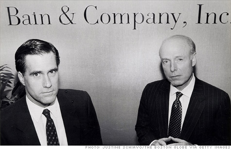 Mitt Romney and William Bain Jr. at Bain's offices in 1990.