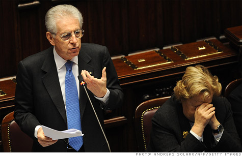 Italian Prime Minister Mario Monti. Italy was one of five eurozone countries to have its debt downgraded by Fitch on Friday.