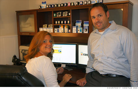 It pays to be green: Lauren Elward and her husband, Bill, made $1 million in revenue recently by selling recycled ink cartridges.