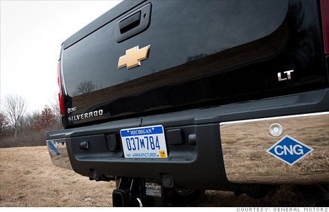 The Chevrolet Silverado, which can run on either natural gas or gasoline, due to go on sale in April.