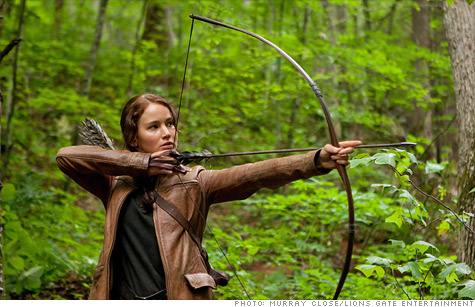 Shares of publisher Scholastic Corp spiked on Thursday, fueled by strong sales of its Hunger Games series ahead of the film version's release next week.