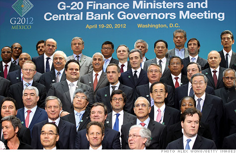 Members of the G-20 finance ministers and central bank governors at the World Bank and IMF spring meetings.
