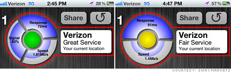 CarrierCompare's first version (left) was pulled from Apple's iTunes App Store for displaying signal strength. The new version took that feature out.