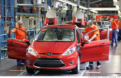 A Ford Fiesta rolls off the assembly line at Ford's Cologne-Niehl plant in Germany. Losses in Europe have become the biggest problem for U.S. automakers.