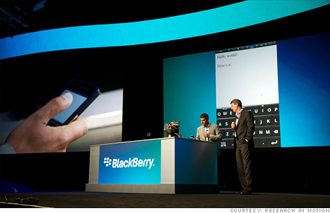 RIM CEO CEO Thorsten Heins showed off the company's long-delayed BlackBerry 10 platform.