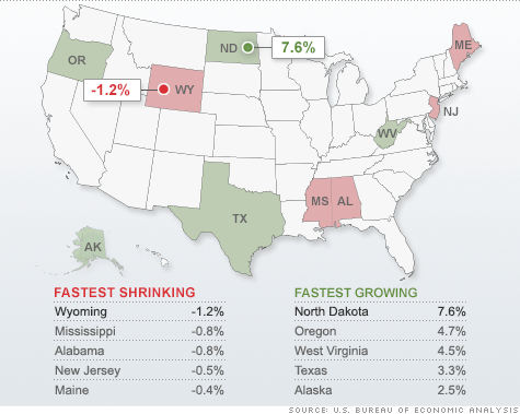 Click on the map to see 2011 state GDP levels and economic growth rates.