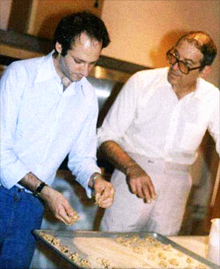 Shaich (left) with his father, Joseph, at the Cookie Jar, circa 1980, in Boston