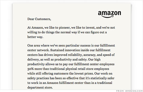 Amazon CEO Jeff Bezos wrote a letter on the company's homepage to announce a new Career Choice Program for its warehouse employees.