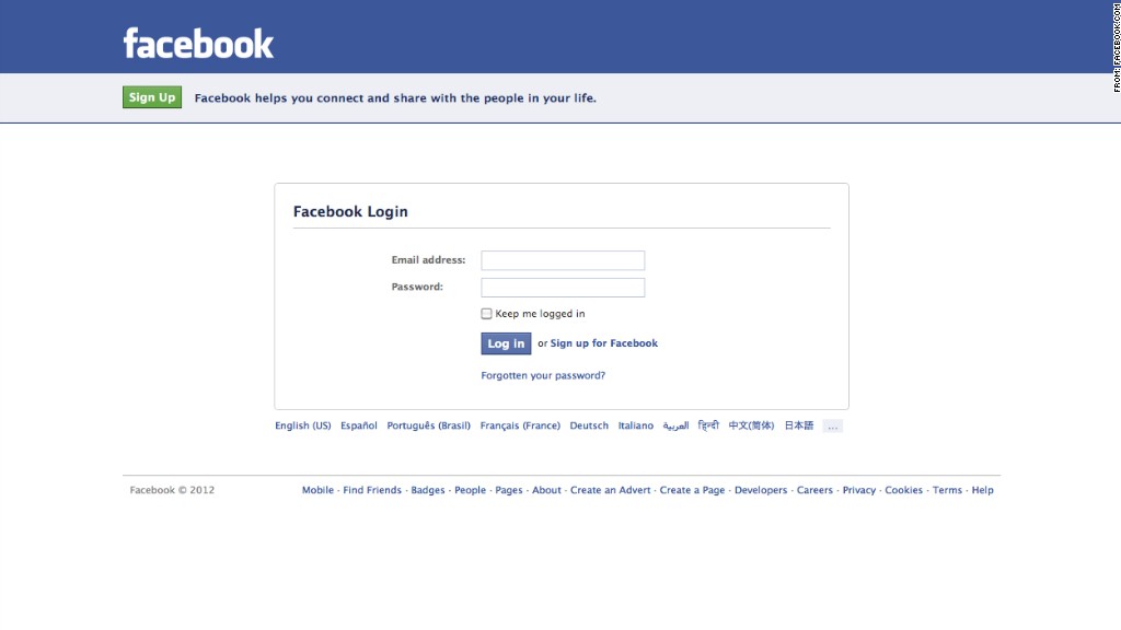 facebook login