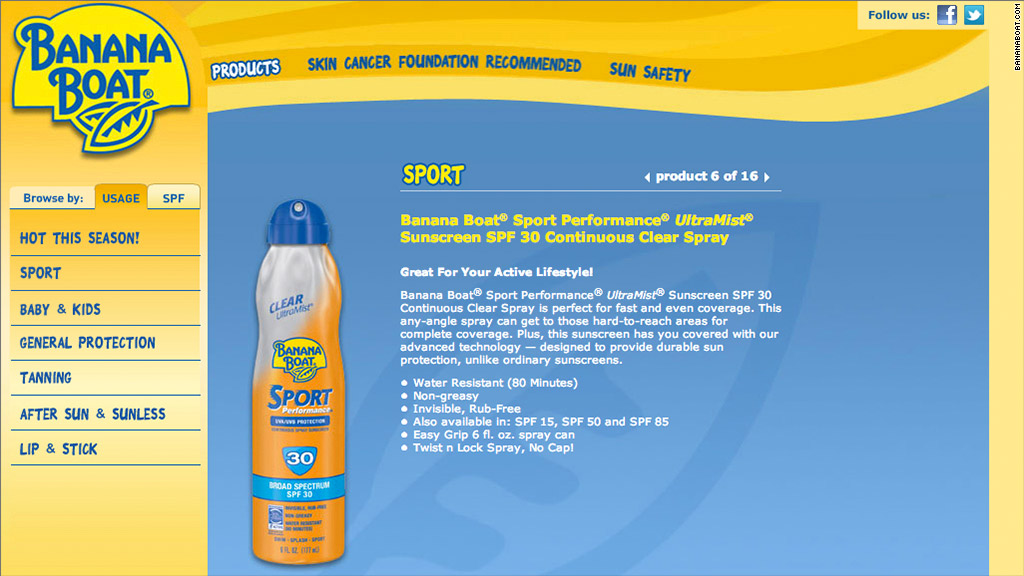 banana boat sunscreen recalled