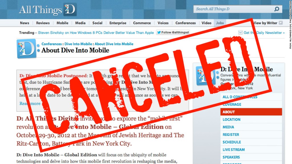 New York tech events canceled due to Hurricane Sandy