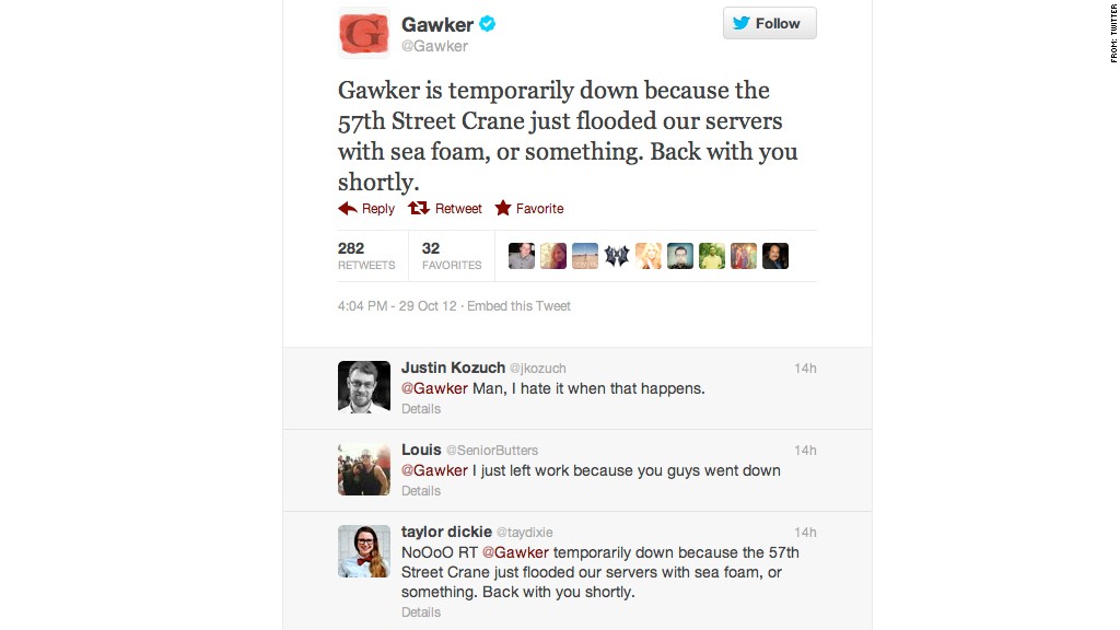 gawker tweet hurricane sandy