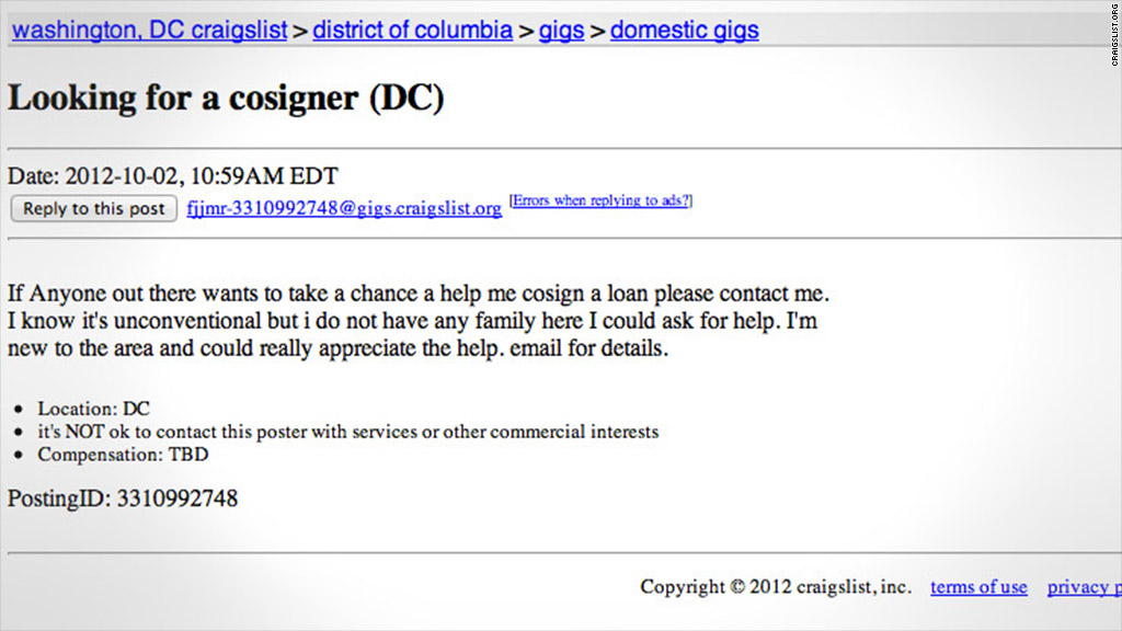 Desperately Seeking Co Signers On Craigslist 