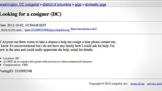 Desperately Seeking Co Signers On Craigslist - 