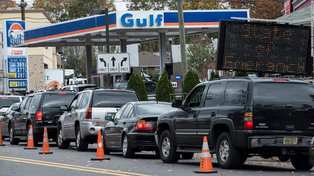 gas lines shortage hurricane sandy