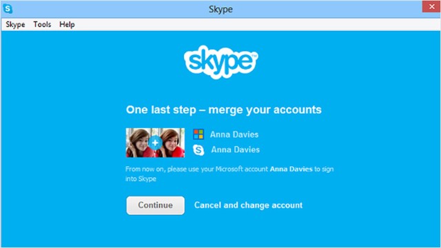 merge skype microsoft account