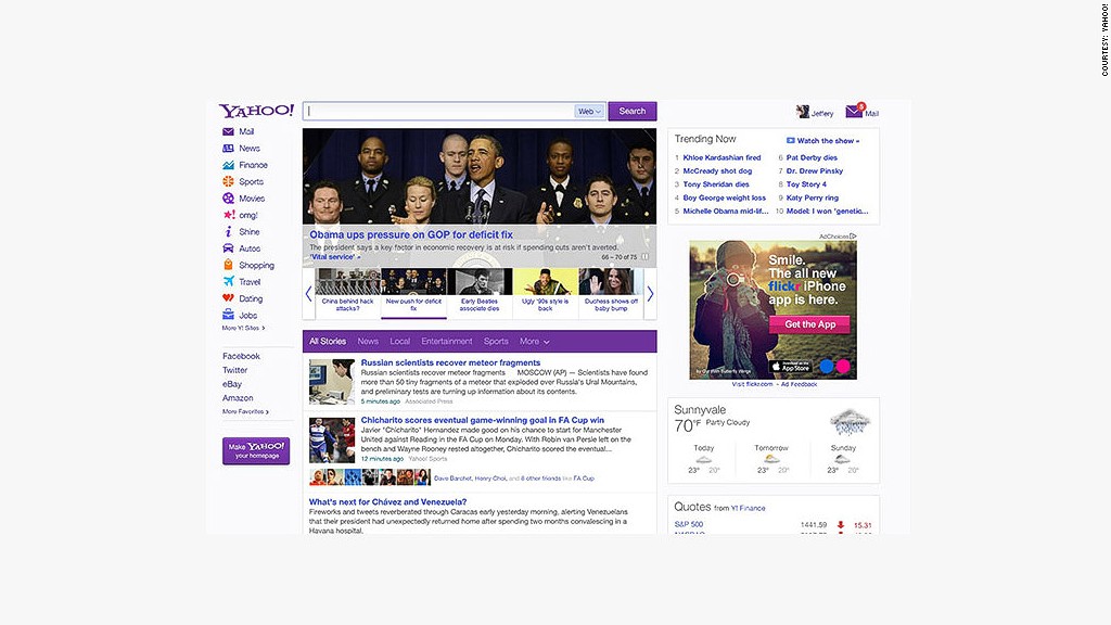 yahoo new homepage 2013